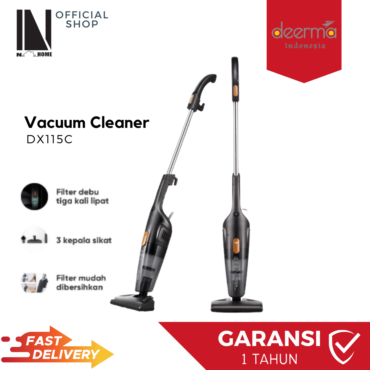 DEERMA DX115C Vacuum Cleaner Penyedot Debu Portable Vakum Lantai Mobil Karpet 12KPa-14KPa