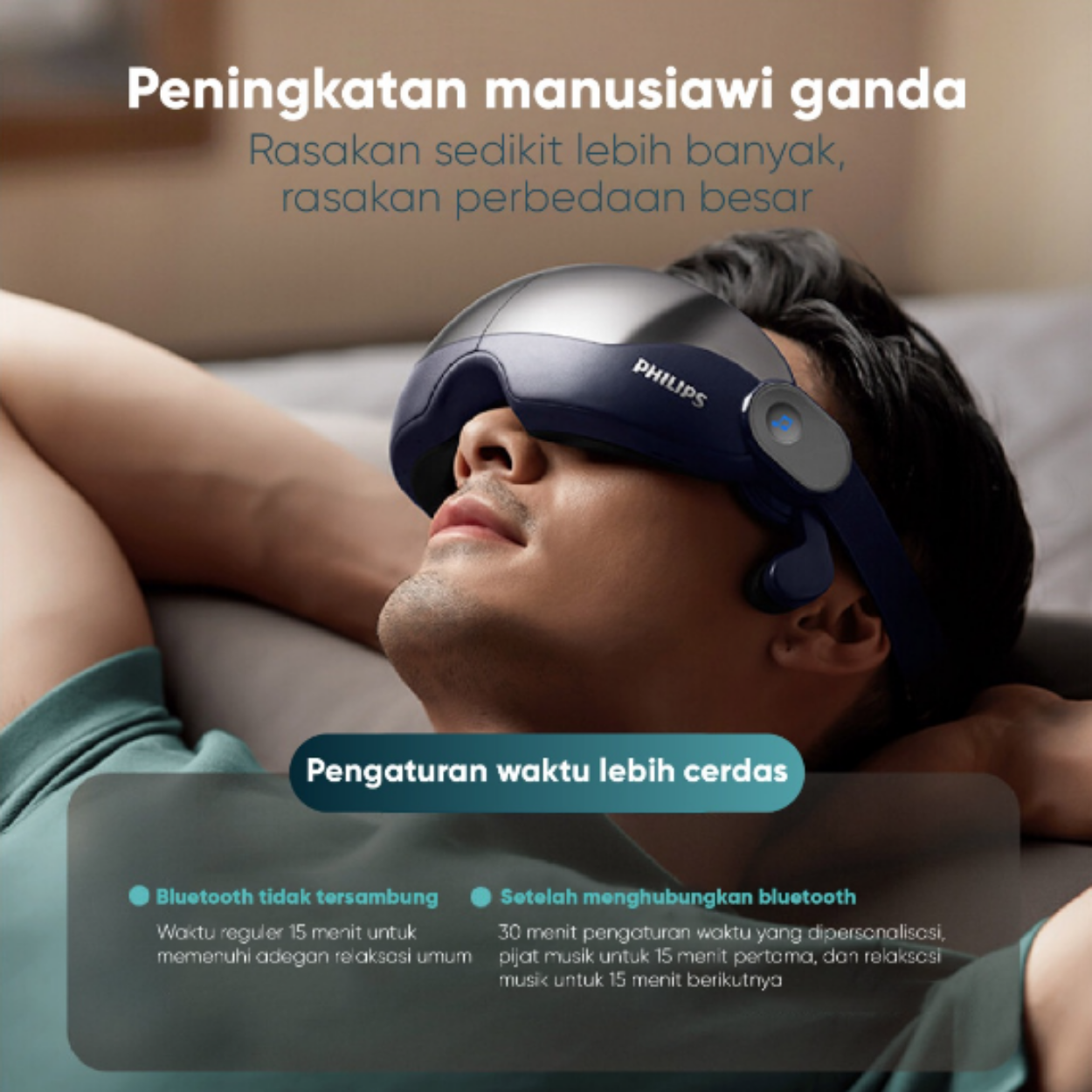 PHILIPS Eye Massage Pijat Area Mata with Music Audio Bluetooth/5 massage modes/3D hollow vision design
