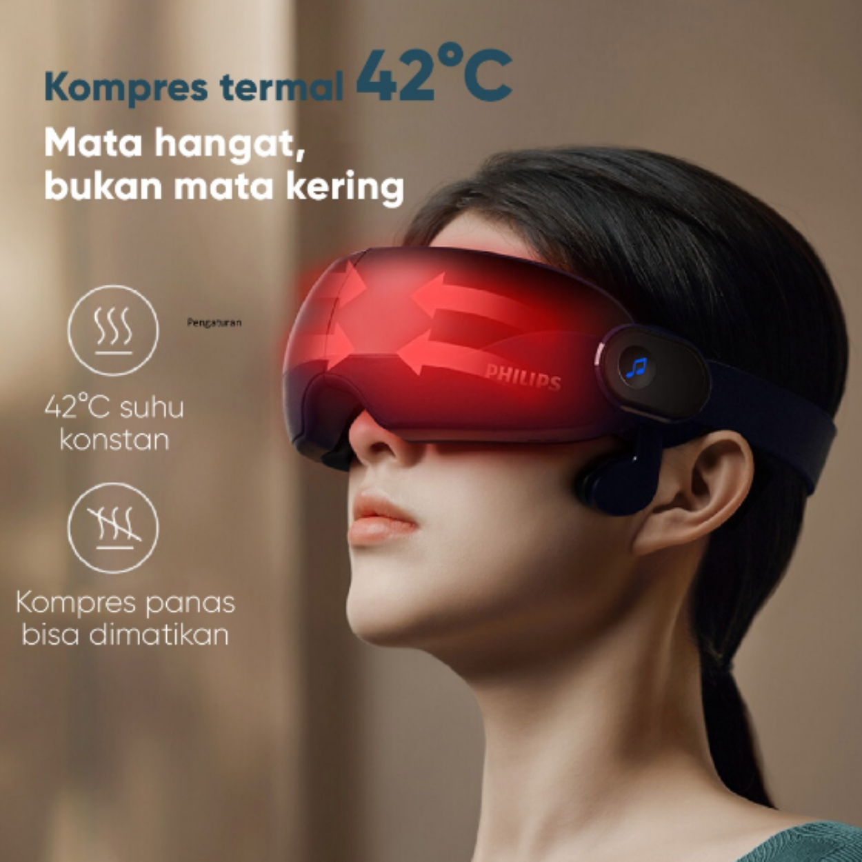 PHILIPS Eye Massage Pijat Area Mata with Music Audio Bluetooth/5 massage modes/3D hollow vision design