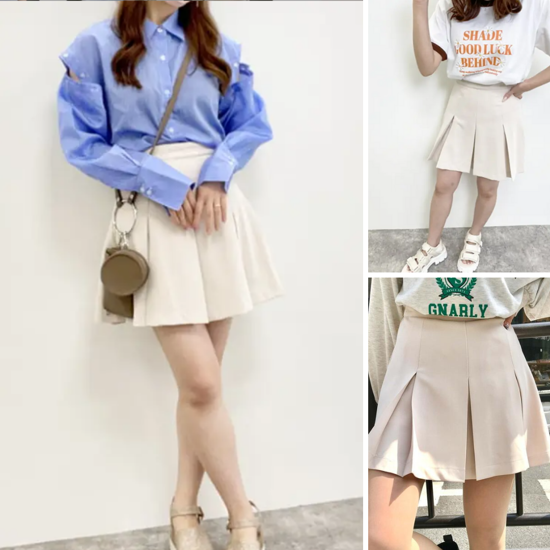 Rok Celana Pendek Wanita Highwaist (UNQ417 PLEATED MINI SKORT)