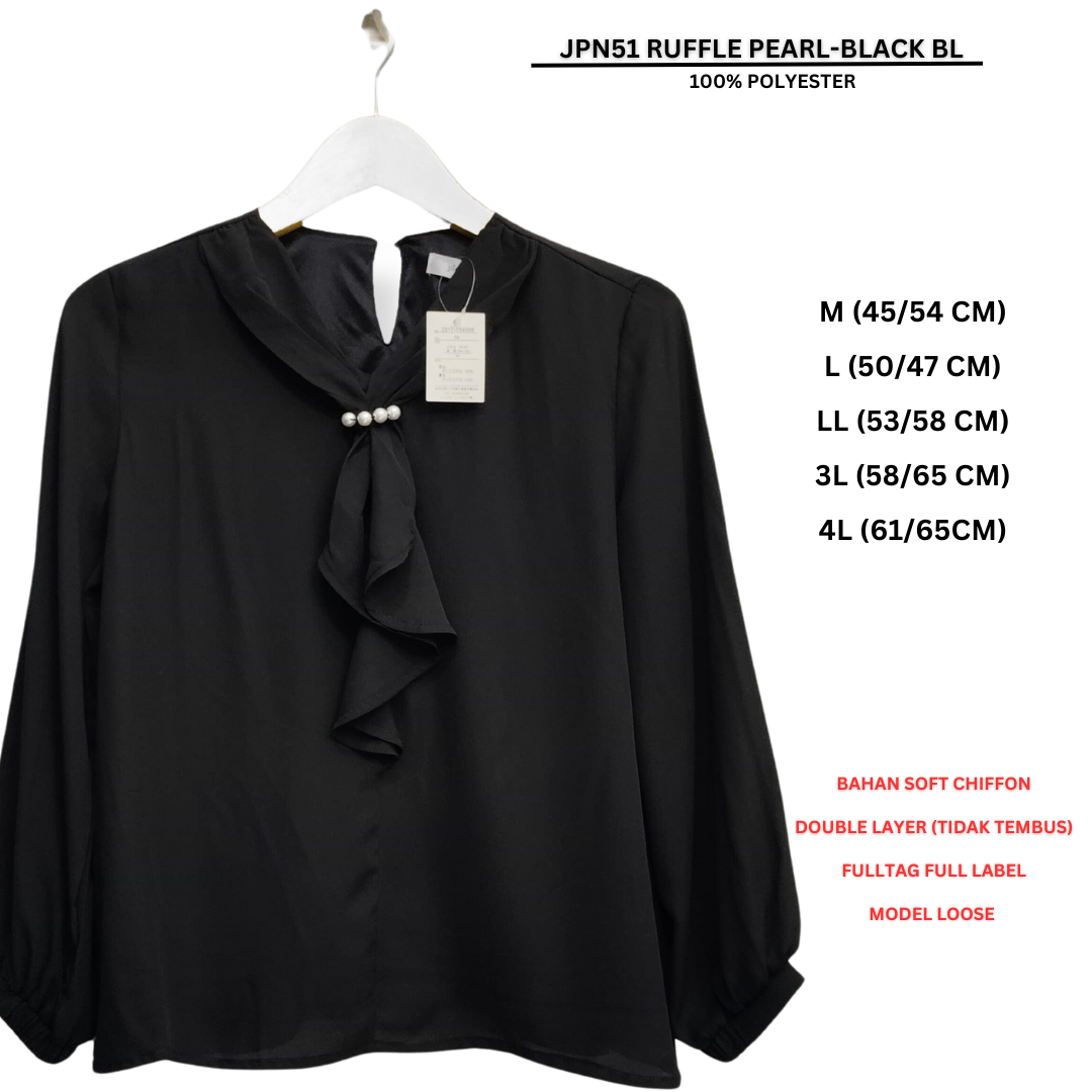 Atasan Blouse Wanita Lengan Panjang (JPN51 RUFFLE PEARL BL)