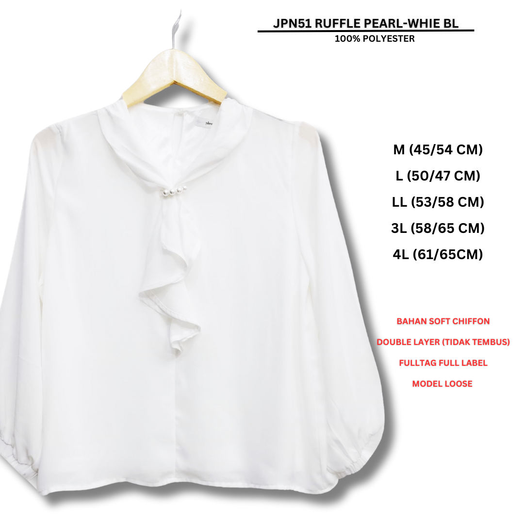 Atasan Blouse Wanita Lengan Panjang (JPN51 RUFFLE PEARL BL)