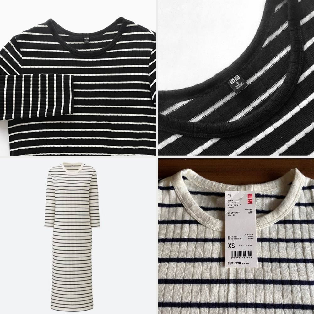 Dress Midi Wanita Lengan Panjang (UNQ332 RIBBED STRIPE MIDI)