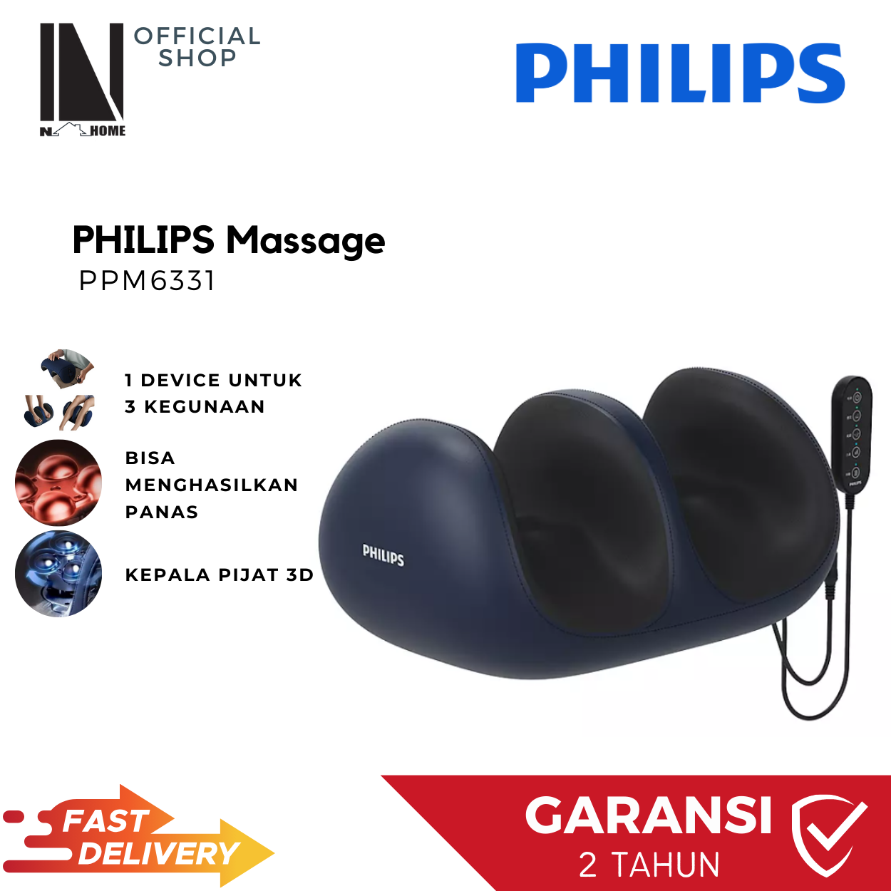 PHILIPS Massage Leg Hamstring PPM6331 Mesin Pemijat Kaki Pijat Kaki Otomatis Dengan Kompres Panas