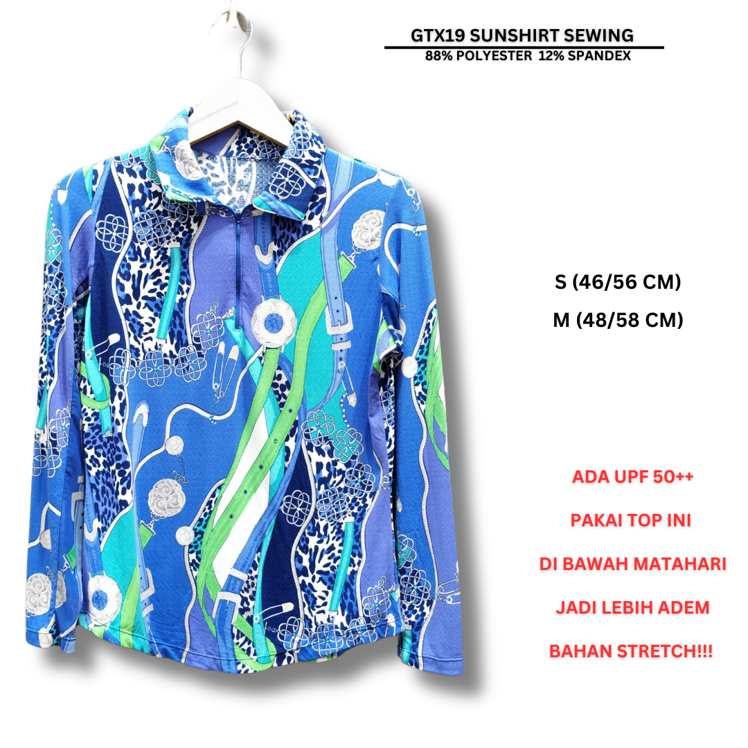 Atasan Sport Wanita Berkerah Lengan Panjang AntiUv DryFit (GTX19 SUNSHIRT COLLARD)