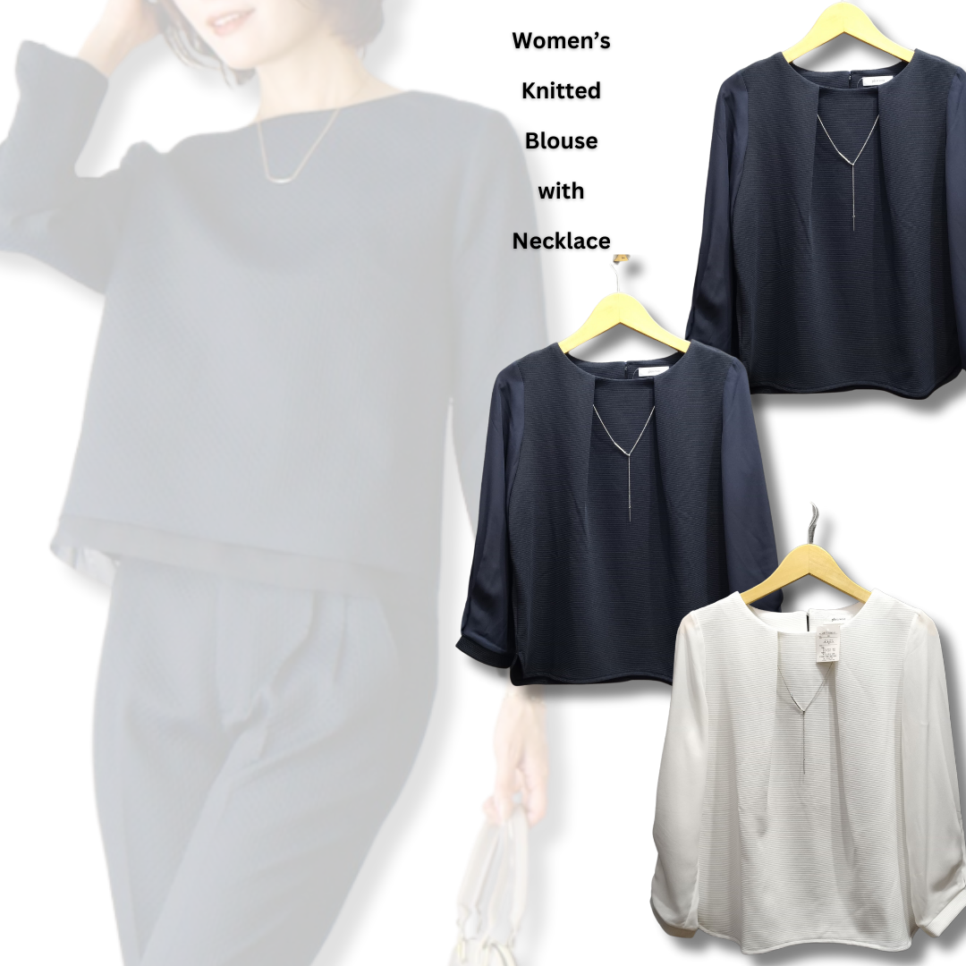 Atasan Blouse Wanita Lengan Panjang (JPN48 NECKLACE BLOUSE)