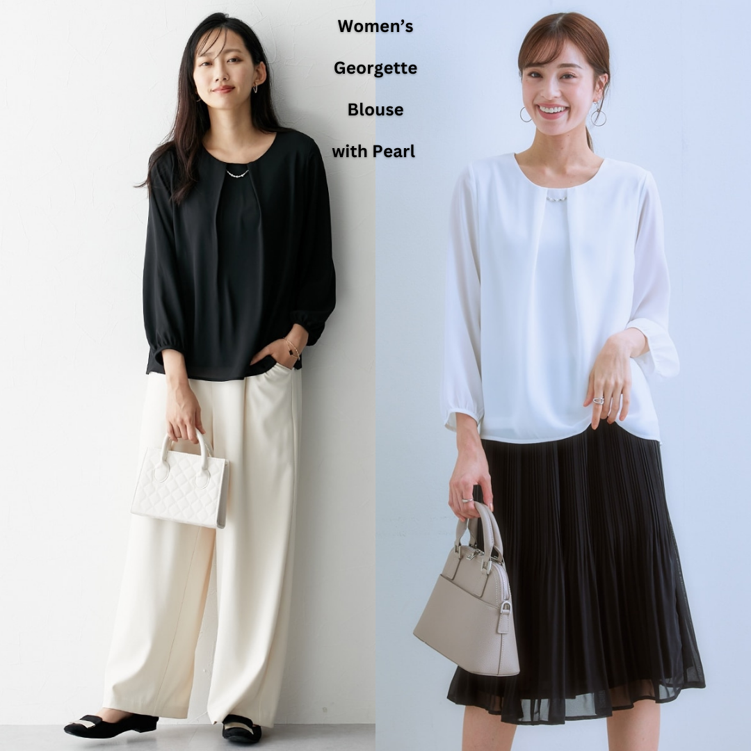 Atasan Blouse Wanita Lengan Panjang (JPN50 CHIFFON NECKLECE BLOUSE)