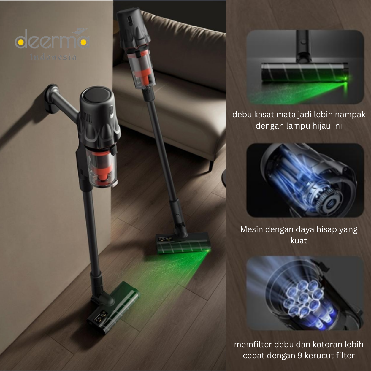 DEERMA Vacuum Cleaner Wireless T30W Penyedot Debu 23Kpa Tanpa Kabel Cordless Vakum Anti debu Daya Hisap Kuat