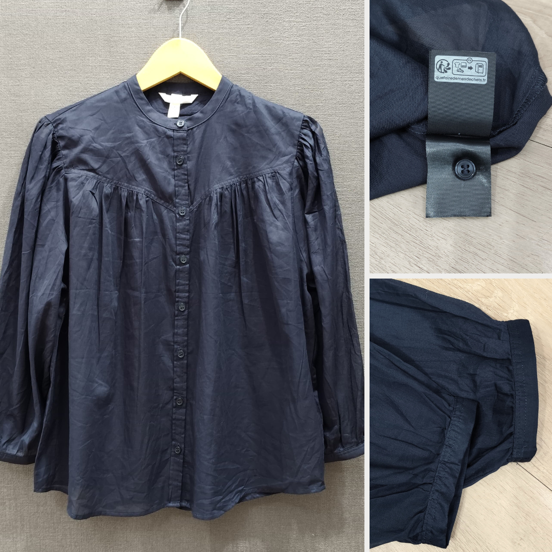 Atasan Blouse Wanita Lengan Panjang (HMB553 DRAPED-INDIGO BL)