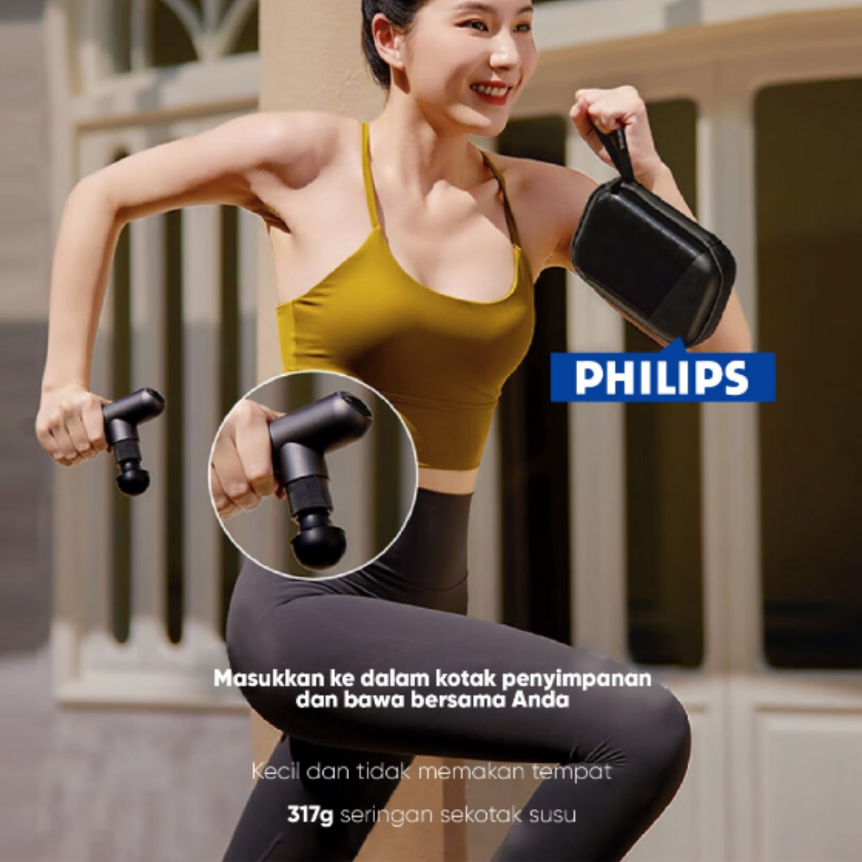 PHILIPS Massage Gun Fasia Alat Pijat Portable 10kg Intensity Titanium PPM7501