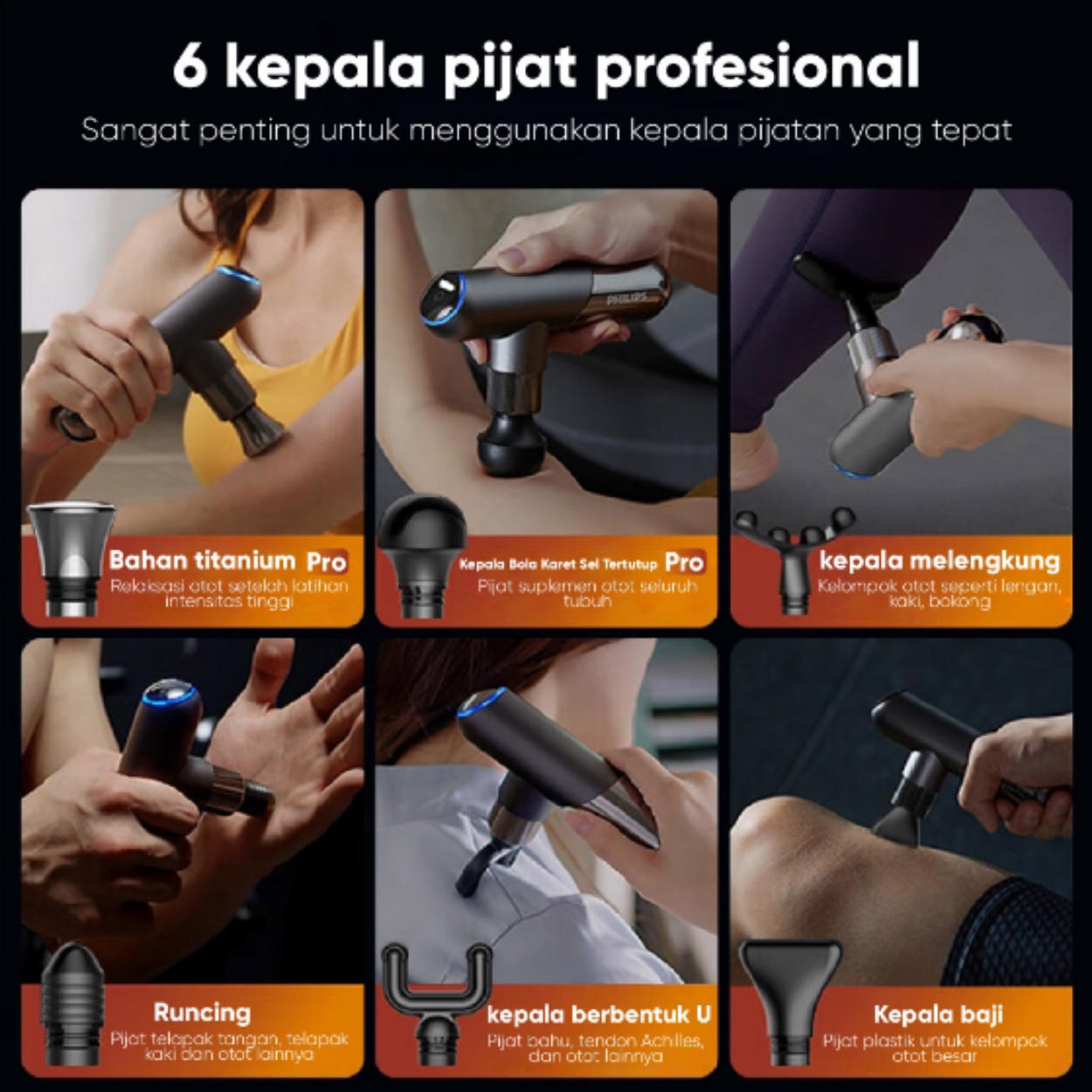 PHILIPS Massage Gun Fasia Alat Pijat Portable 10kg Intensity Titanium PPM7501