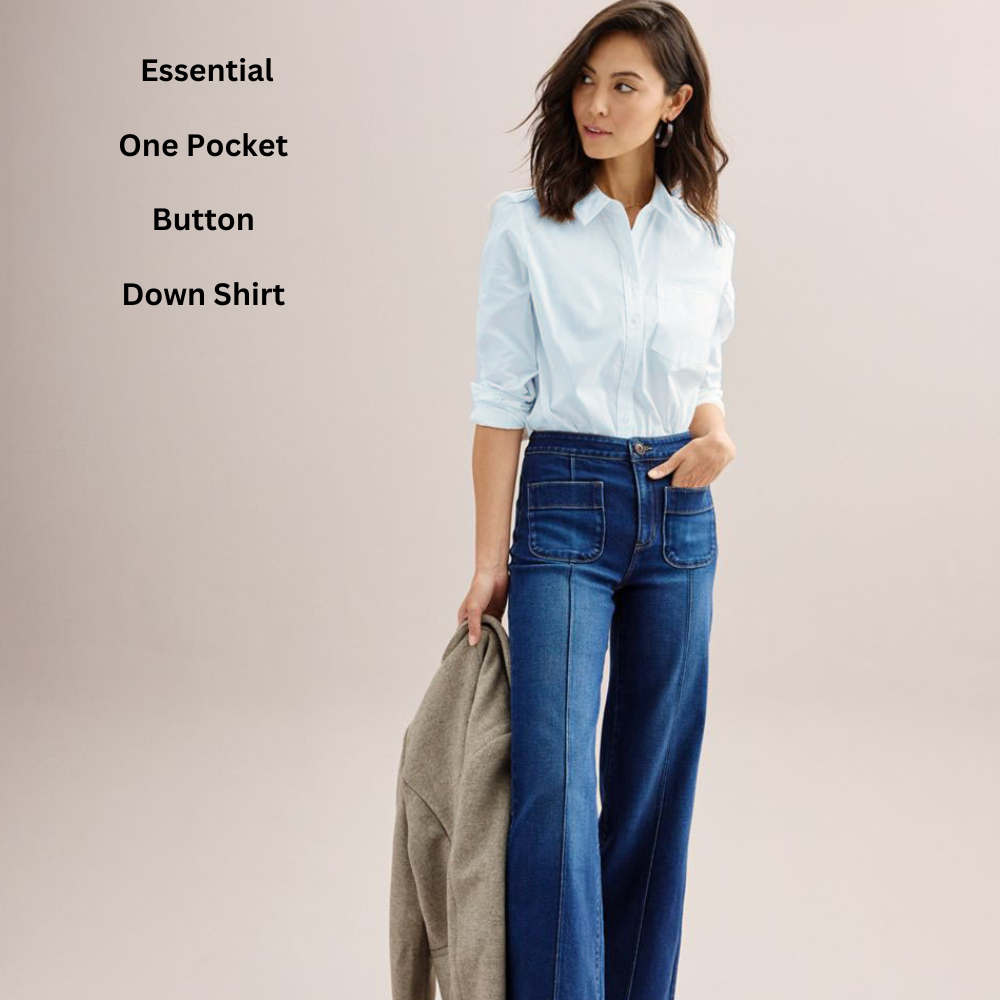 Atasan Kemeja Wanita Lengan Panjang (CNB09 ESS-BLUE COTTON SHIRT)