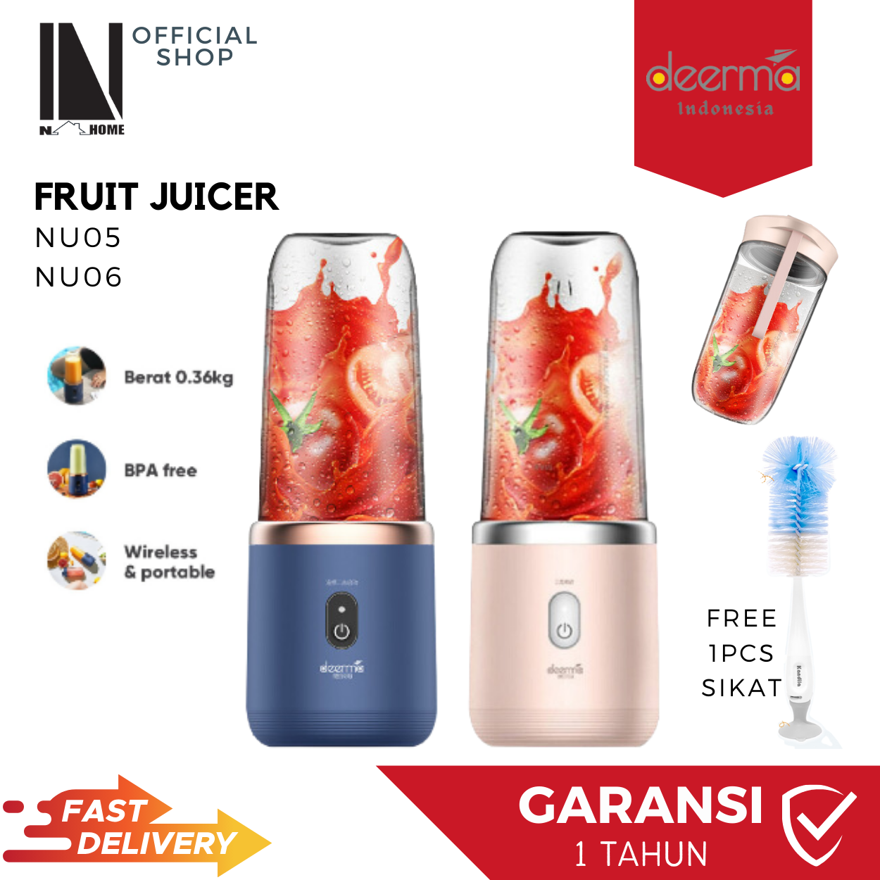 DEERMA NU06 NU05 Blender Portable Electric Fruit Juicer 400ml Wireless Blender Juice Portable
