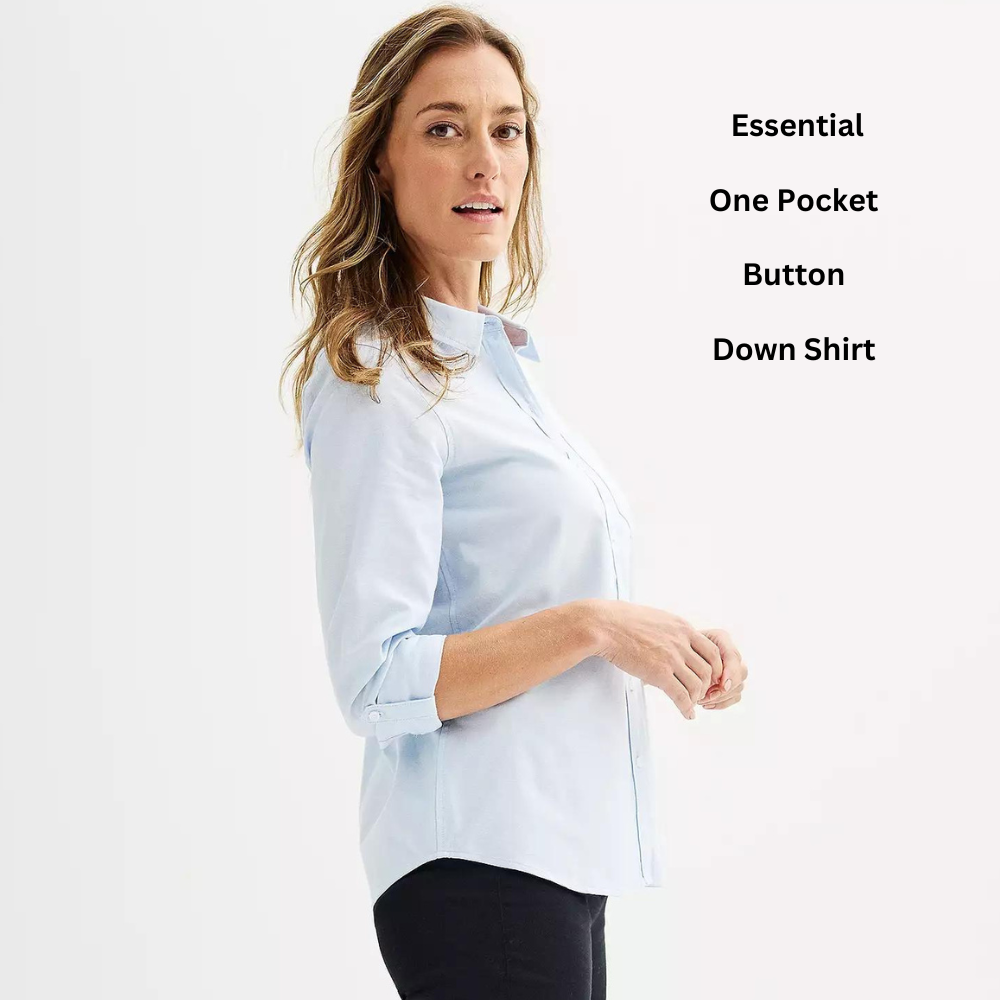 Atasan Kemeja Wanita Lengan Panjang (CNB09 ESS-BLUE COTTON SHIRT)