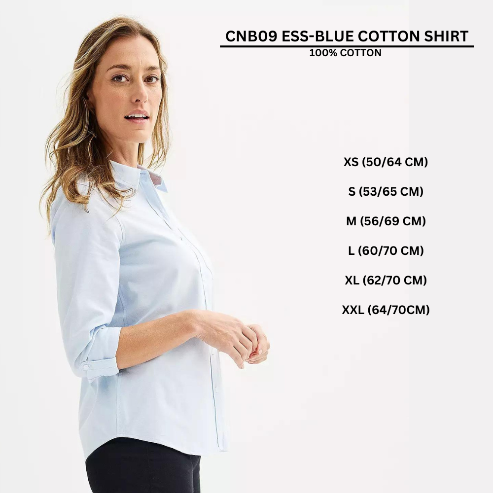 Atasan Kemeja Wanita Lengan Panjang (CNB09 ESS-BLUE COTTON SHIRT)