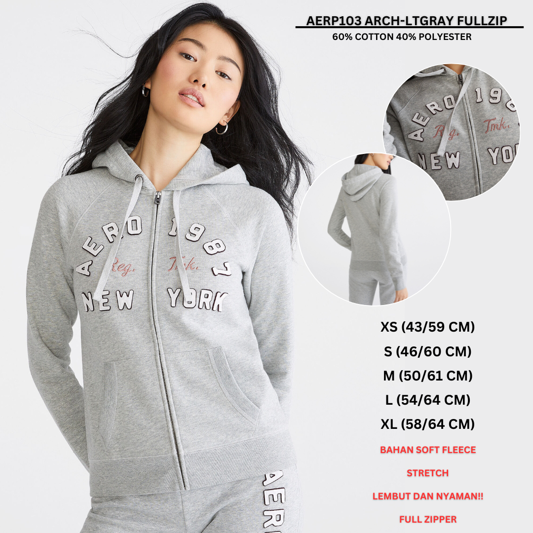 Jacket Hoodie Wanita Lengan Panjang (AERP103 ARCH BLOCK FULLZIP)