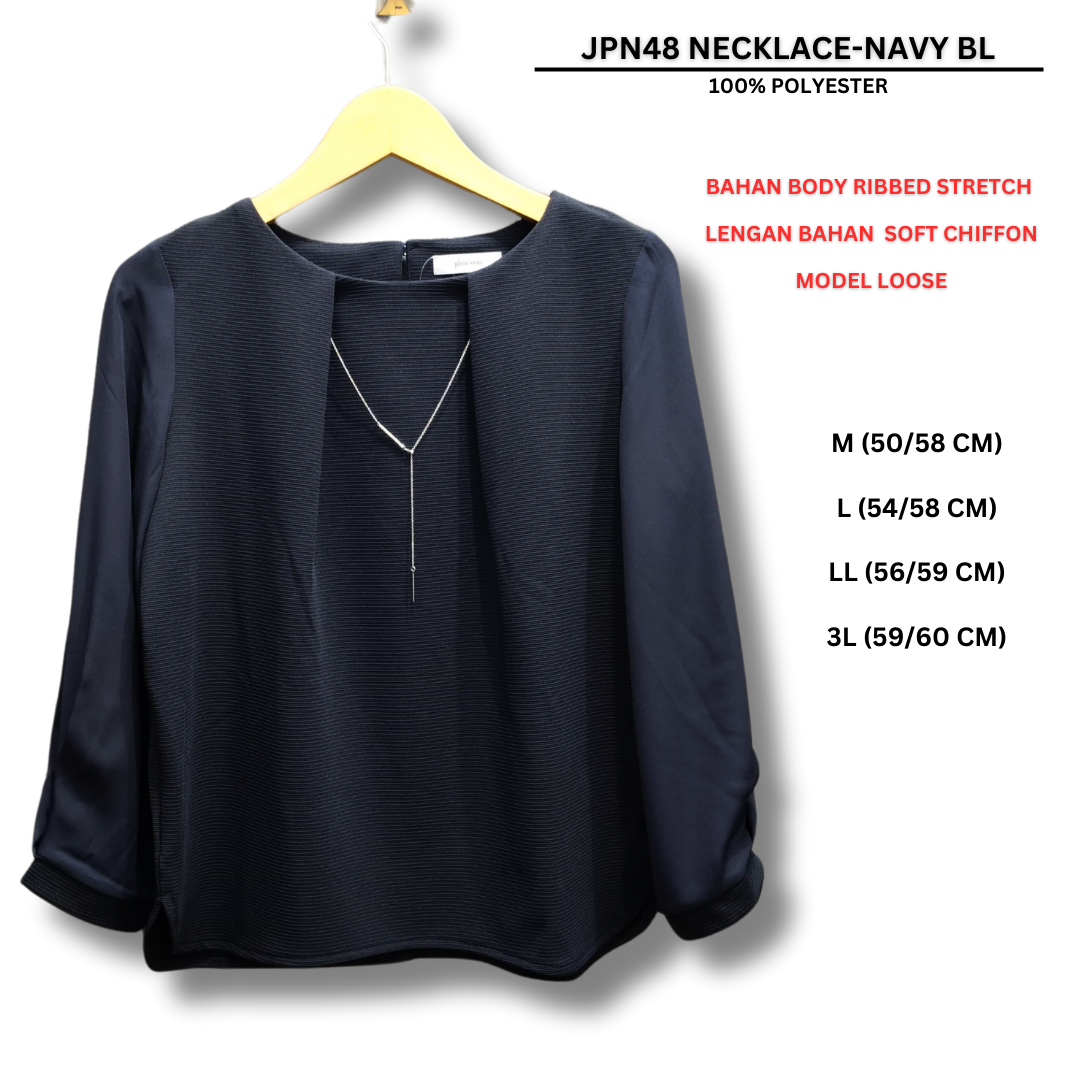 Atasan Blouse Wanita Lengan Panjang (JPN48 NECKLACE BLOUSE)
