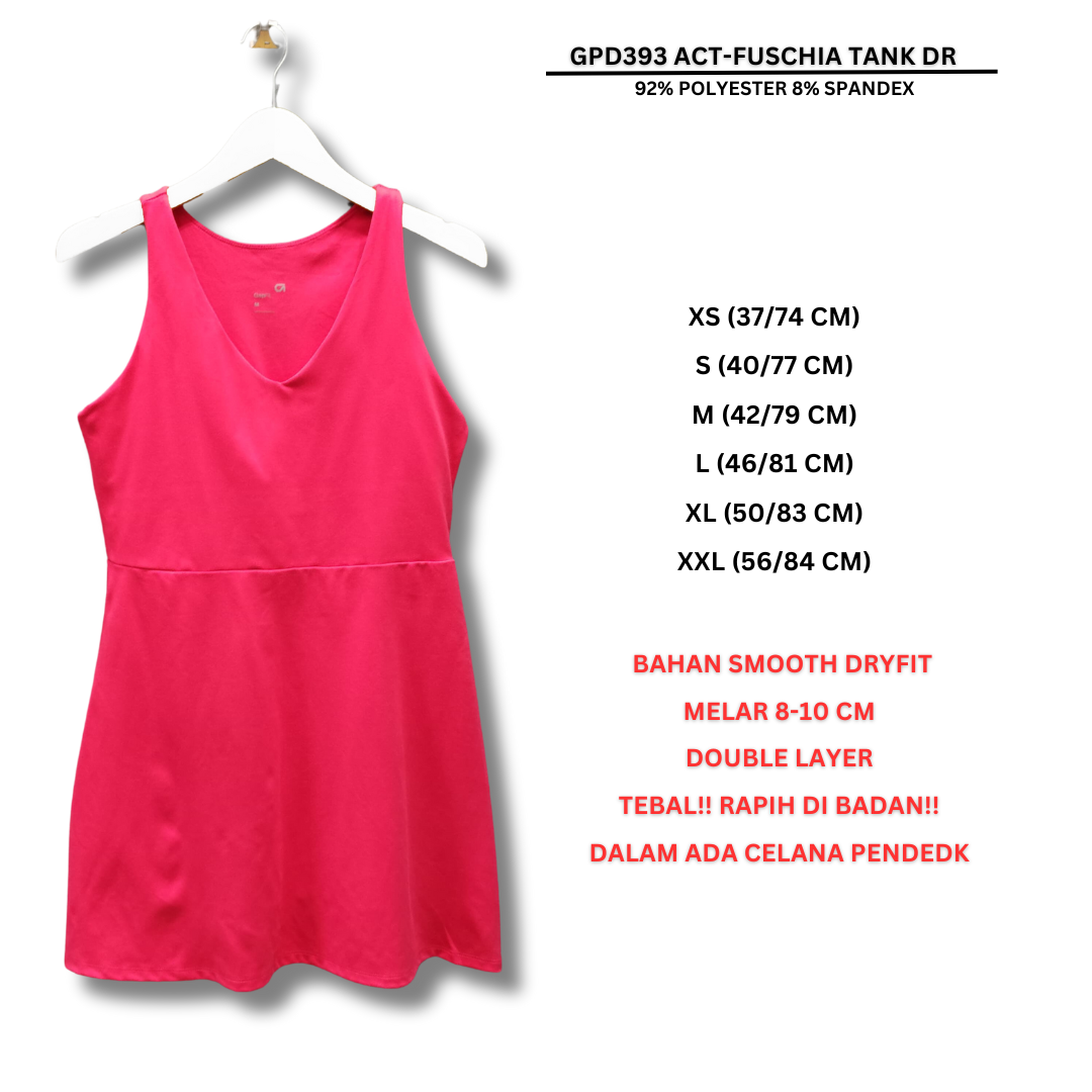 Dress Mini Wanita Tanpa Lengan (GPD393 ACT TANK DRESS)