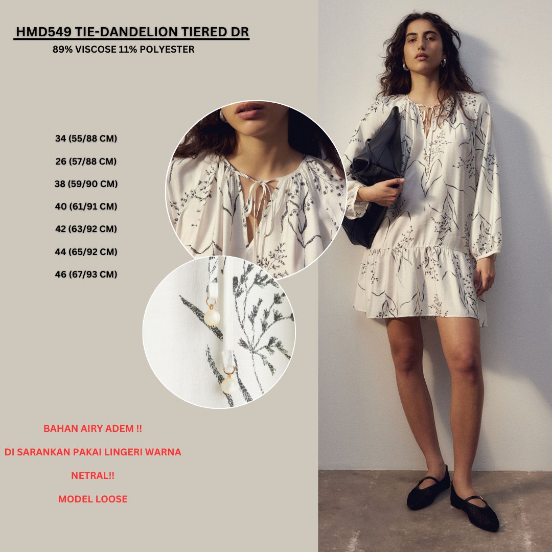 Dress Mini Wanita Lengan Panjang (HMD549 TIERED DRESS)