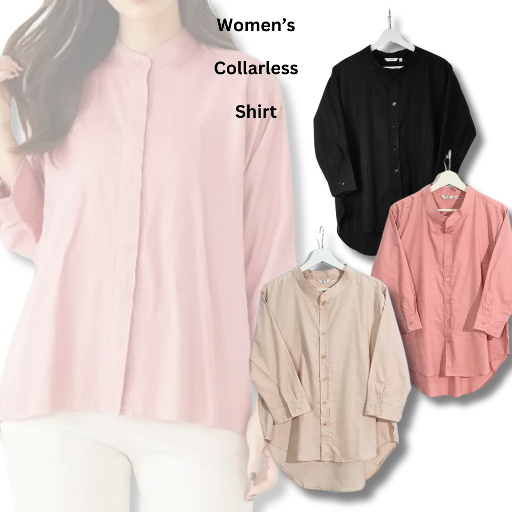 Atasan Kemeje Wanita Lengan Panjang (UNQ390 COLLARLESS SHIRT)