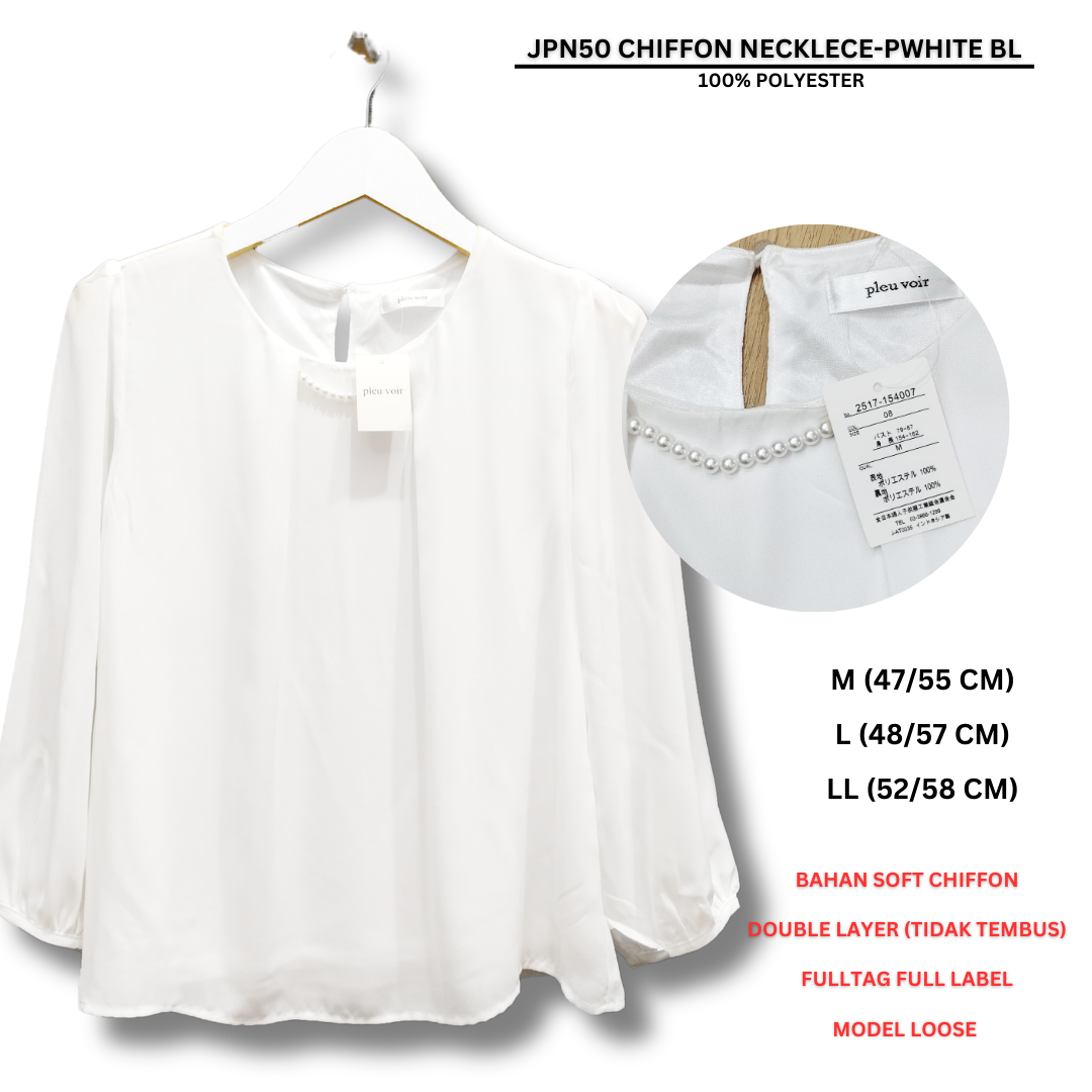 Atasan Blouse Wanita Lengan Panjang (JPN50 CHIFFON NECKLECE BLOUSE)