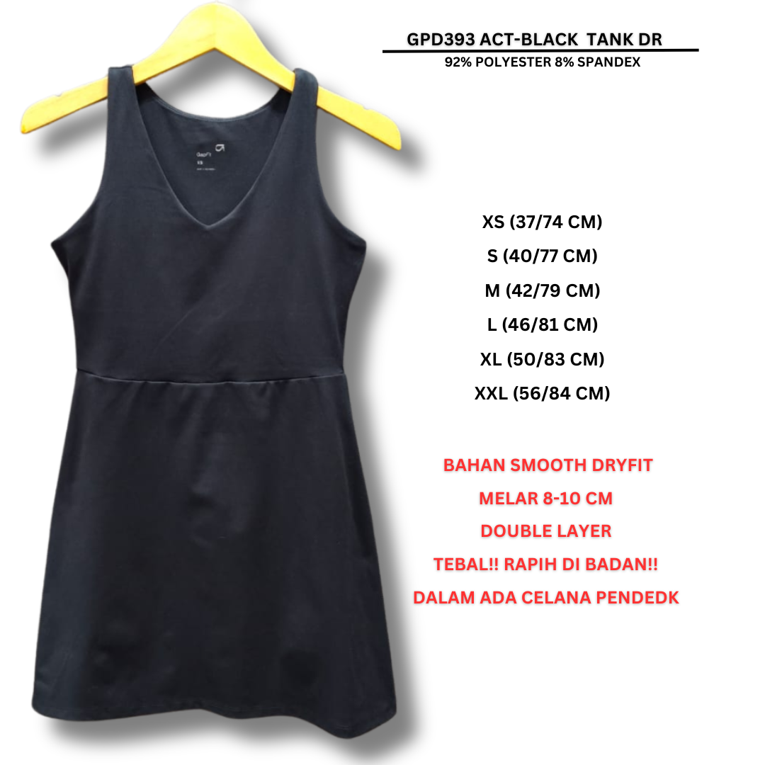 Dress Mini Wanita Tanpa Lengan (GPD393 ACT TANK DRESS)