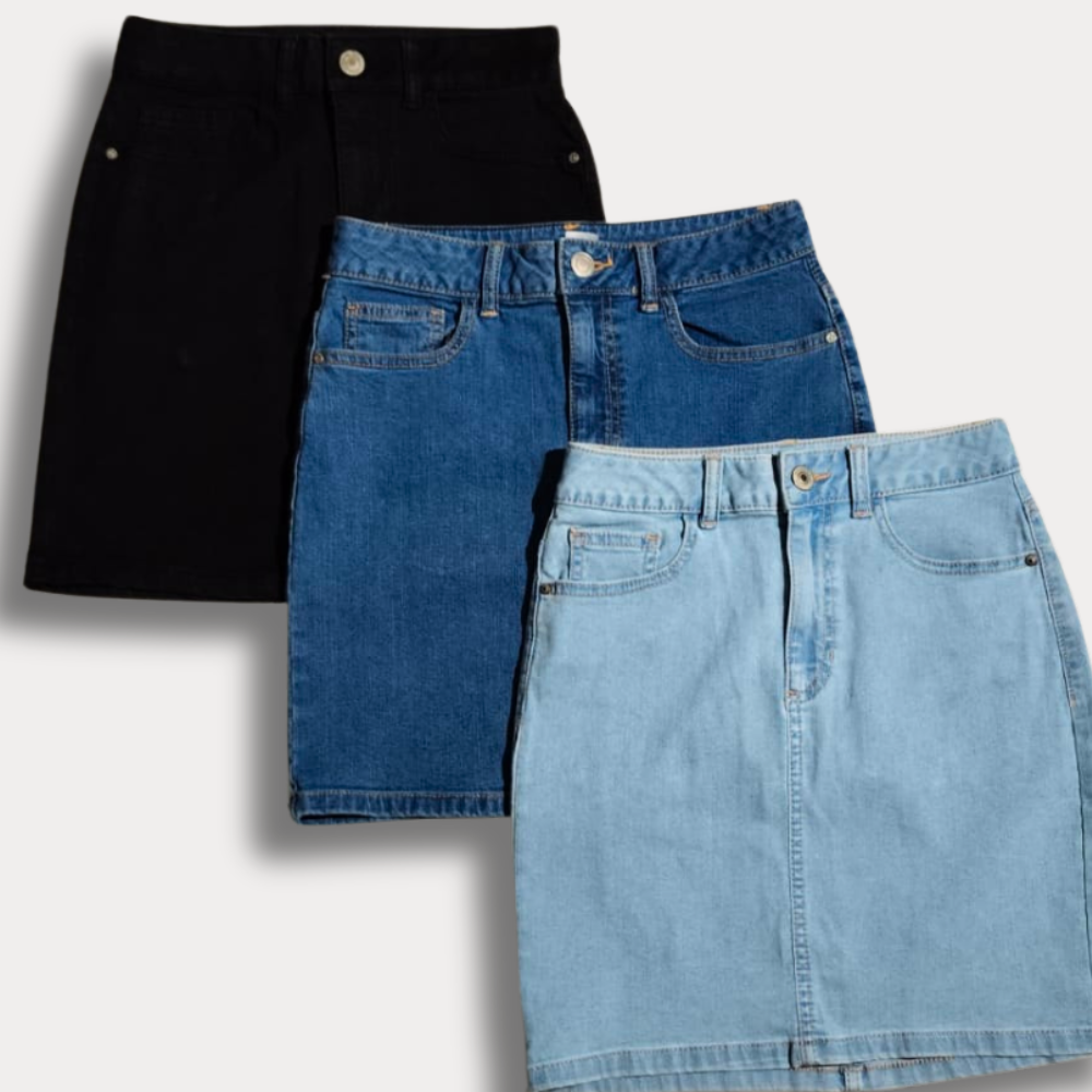 Rok Denim Wanita Highrise Strecth (ANK87 DENIM ALINE SKIRT)