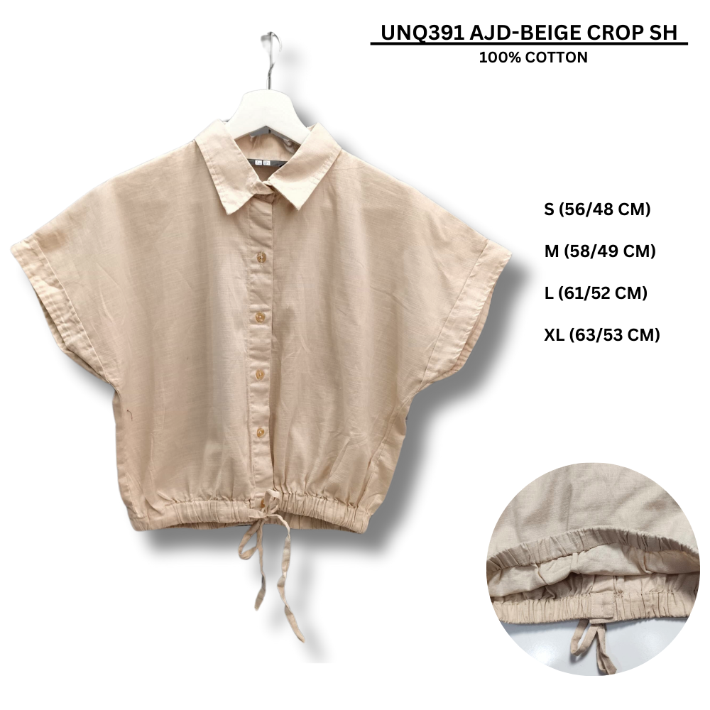 Atasan Kemaja Crop Wanita Lengan Pendek (UNQ391 AJD CROP SH)