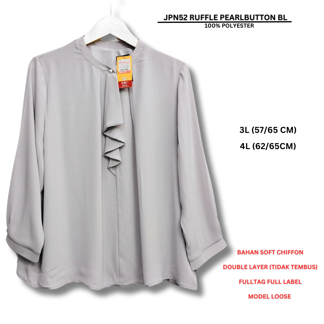 Atasan Blouse Wanita Lengan Panjang (JPN52 RUFFLE PEARLBUTTON BL)