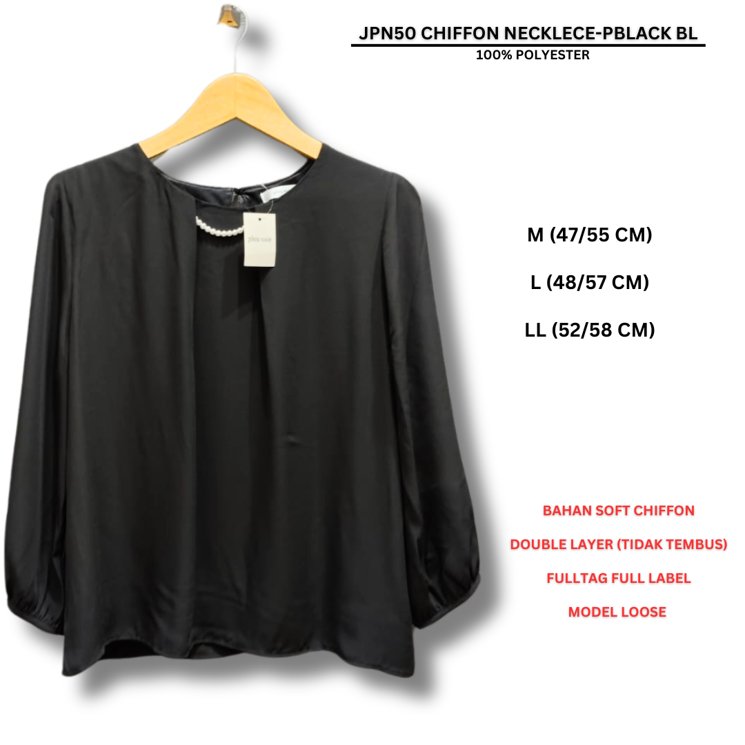 Atasan Blouse Wanita Lengan Panjang (JPN50 CHIFFON NECKLECE BLOUSE)