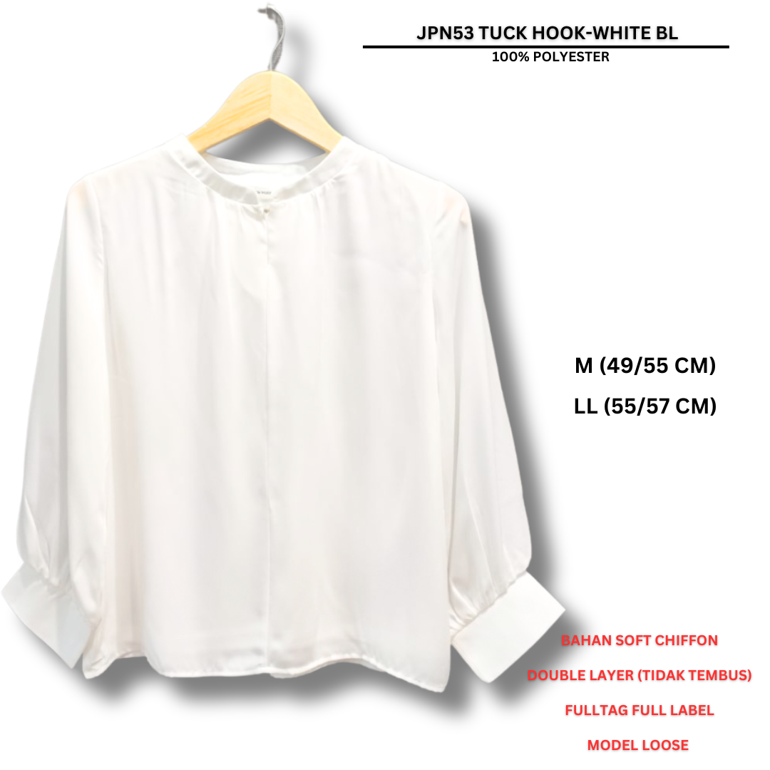 Atasan Blouse Wanita Lengan Panjang (JPN53 TUCK HOOK BLOUSE)