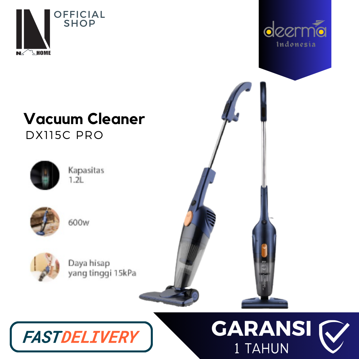 DEERMA DX115C Vacuum Cleaner Penyedot Debu Portable Vakum Lantai Mobil Karpet 12KPa-14KPa