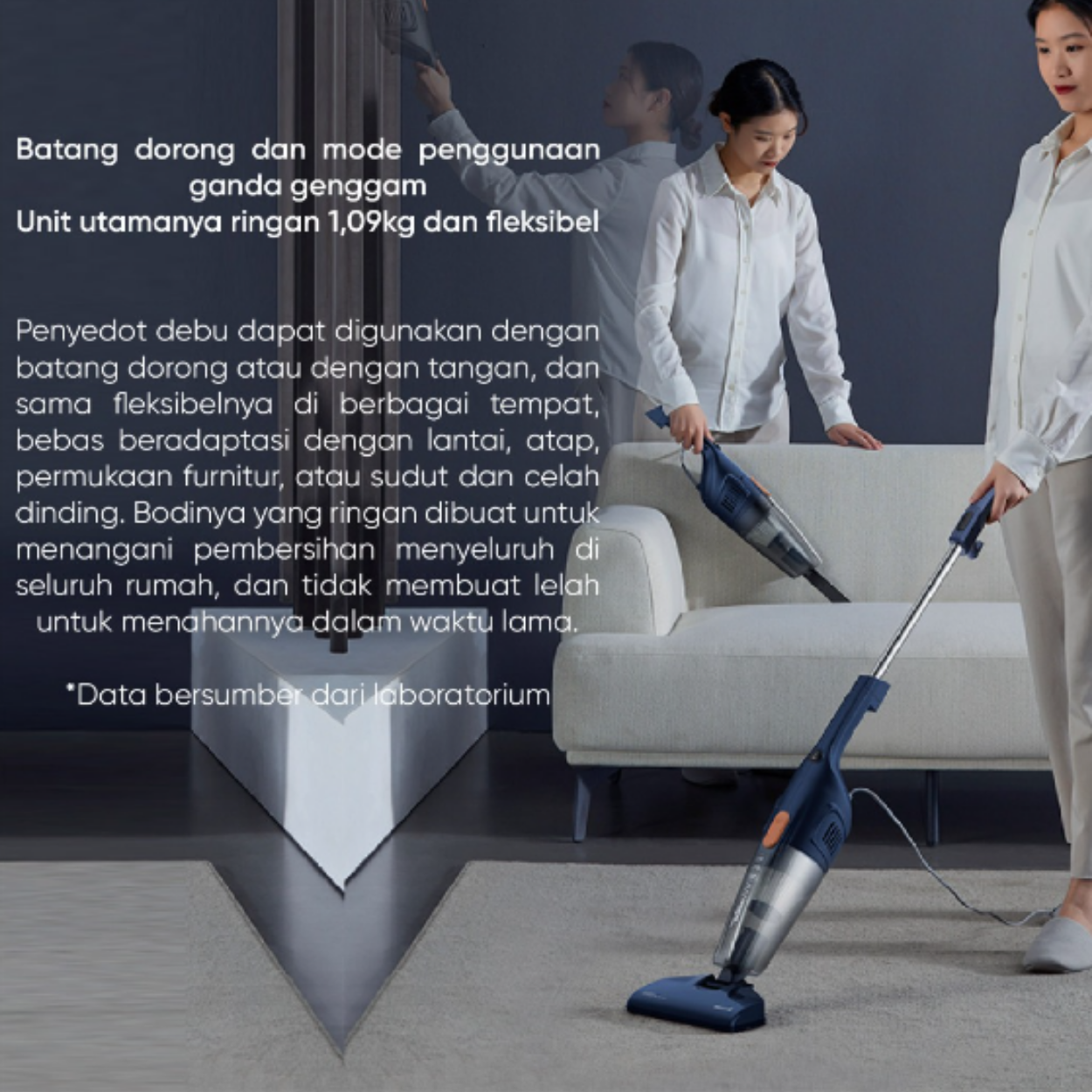 DEERMA DX115C Vacuum Cleaner Penyedot Debu Portable Vakum Lantai Mobil Karpet 12KPa-14KPa