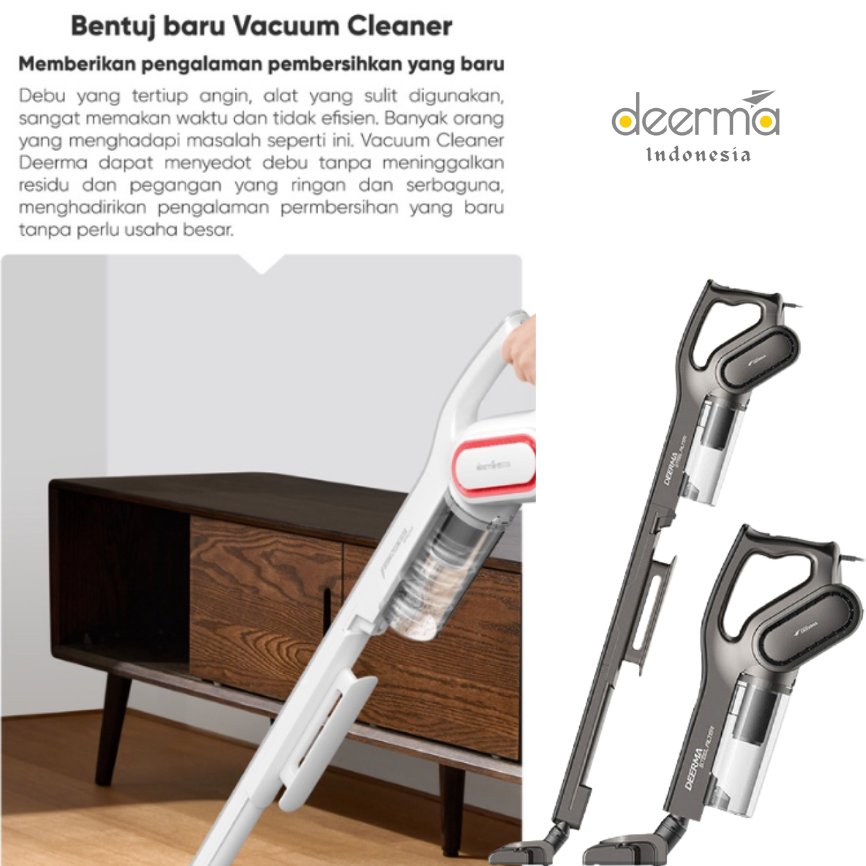 DEERMA DX810 Vacuum Cleaner Penyedot Debu 15KPa Vakum Lantai Karpet Mobil HEPA Filter