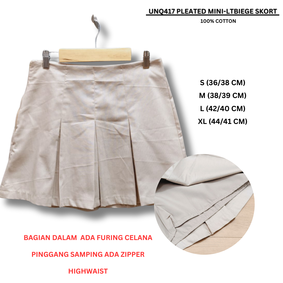 Rok Celana Pendek Wanita Highwaist (UNQ417 PLEATED MINI SKORT)