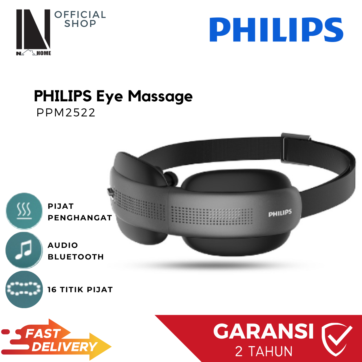 PHILIPS Eye Massage Alat Pijat temperature/Not squeeze eyes/3D stereo sound effect