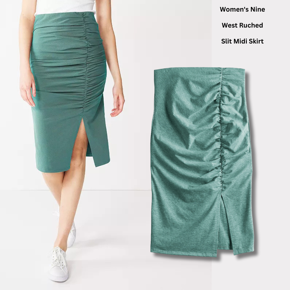 Rok Midi Span Wanita Stretch (NW24 RUCHED HUXLEYBLUE MIDI
