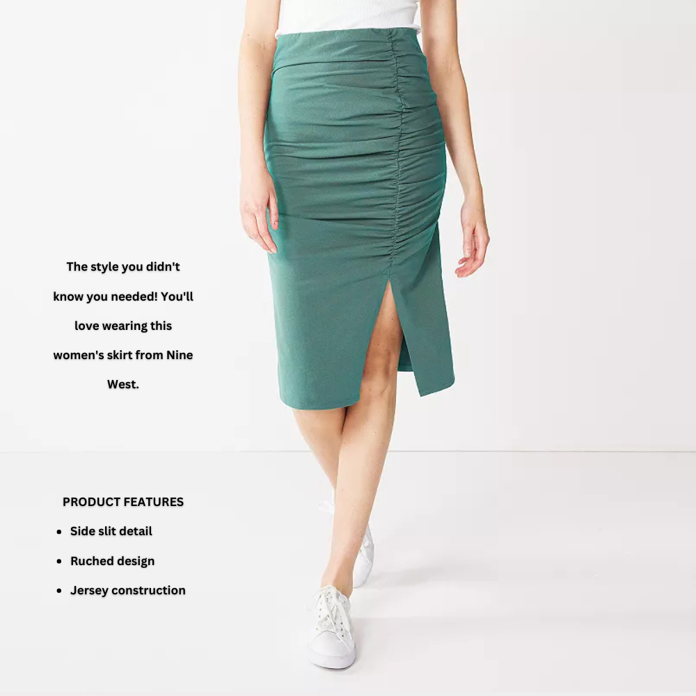 Rok Midi Span Wanita Stretch (NW24 RUCHED HUXLEYBLUE MIDI