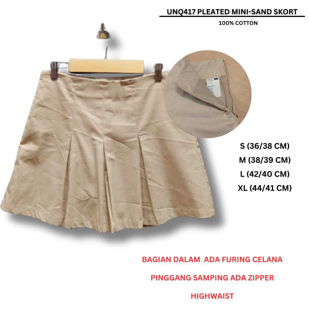 Rok Celana Pendek Wanita Highwaist (UNQ417 PLEATED MINI SKORT)