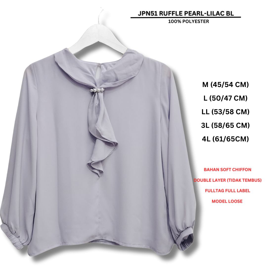 Atasan Blouse Wanita Lengan Panjang (JPN51 RUFFLE PEARL BL)