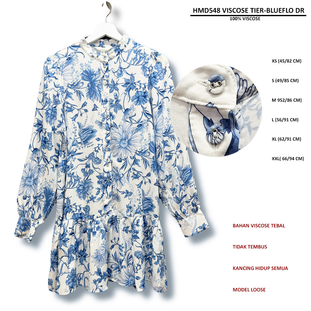 Dress Mini Wanita Lengan Panjang (HMD548 VISCOSE TIE DRESS)