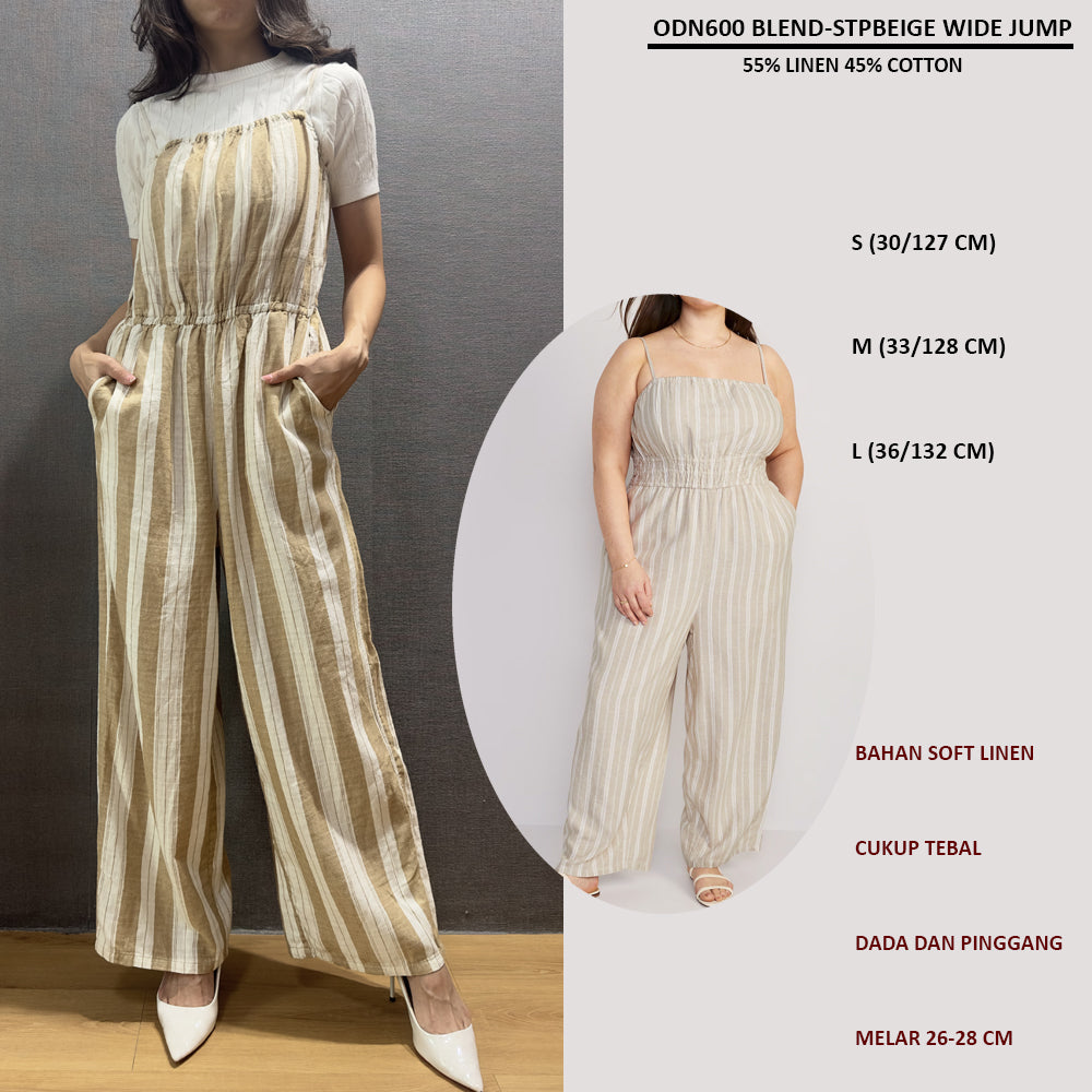Jumpsuit Wanita Tanpa Lengan Soft Linen (ODN600 BLEND WIDE JUMP)