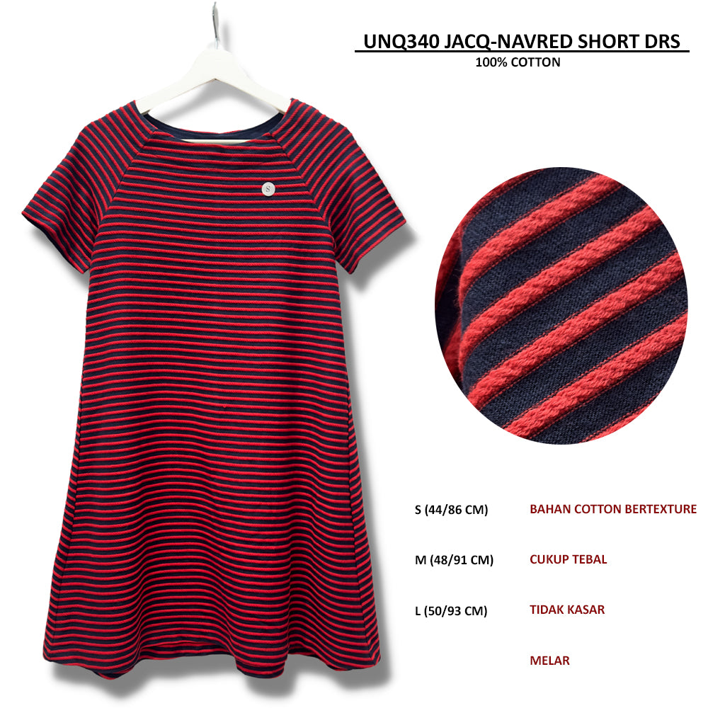 Dress Mini Wanita Lengan Pendek (UNQ340 JACQUARD SHORT DRESS)