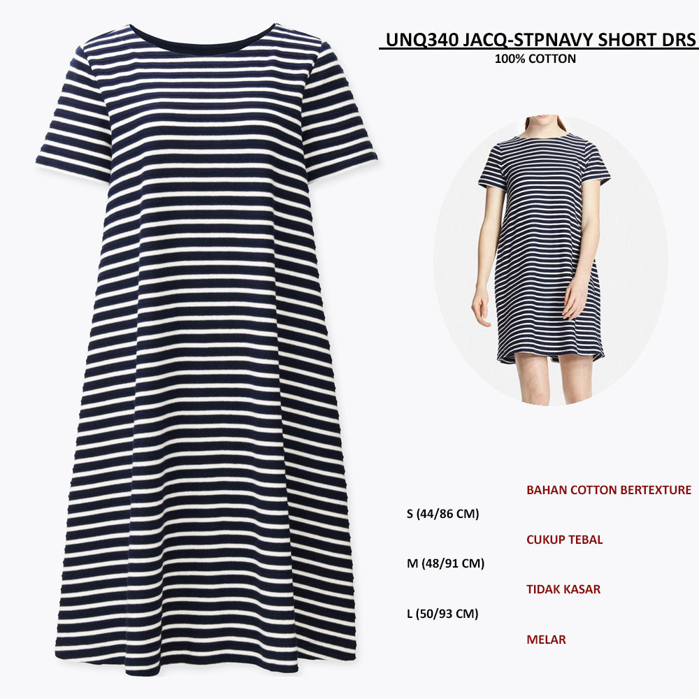 Dress Mini Wanita Lengan Pendek (UNQ340 JACQUARD SHORT DRESS)