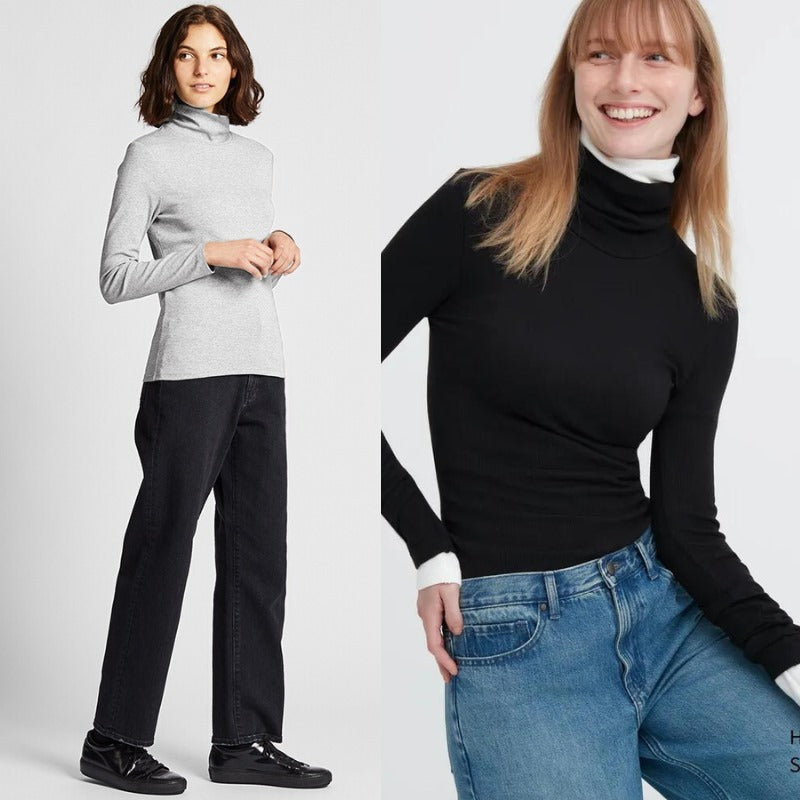 Atasan Wanita Kerah Tinggi Lengan Panjang (UNQ364 TURTLE LONG TOP)