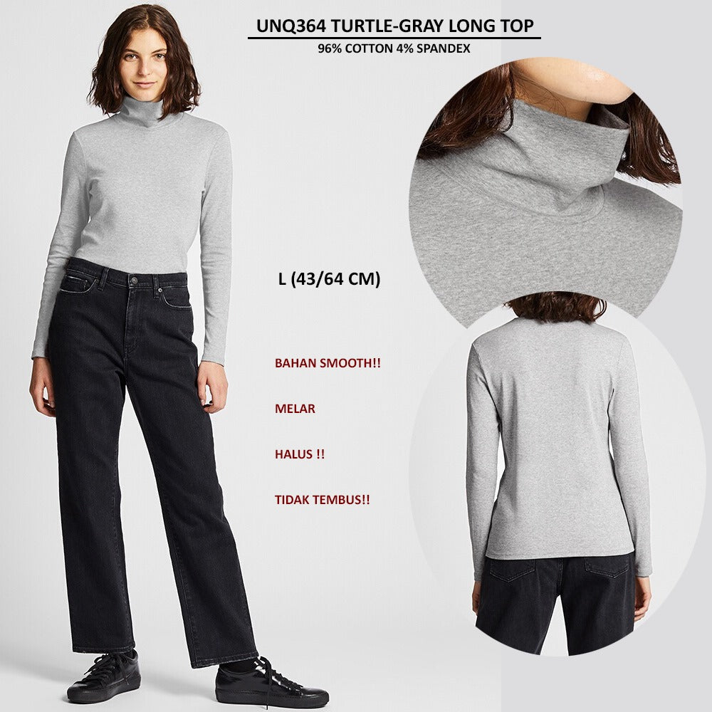 Atasan Wanita Kerah Tinggi Lengan Panjang (UNQ364 TURTLE LONG TOP)