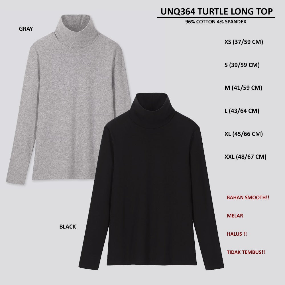 Atasan Wanita Kerah Tinggi Lengan Panjang (UNQ364 TURTLE LONG TOP)