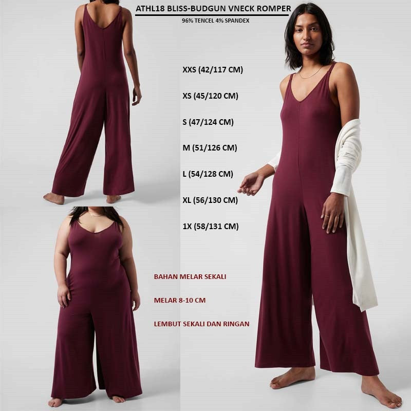 Atasan Jumpsuit Wanita Tanpa Lengan (ATHL18 BLISS VNECK ROMPER)