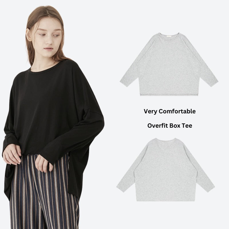 Atasan Wanita Lengan Panjang Soft Cotton (MSM03 OVERFIT BOX-GRAY TEE)