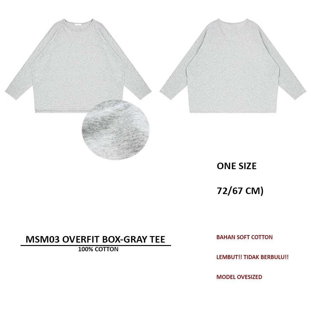 Atasan Wanita Lengan Panjang Soft Cotton (MSM03 OVERFIT BOX-GRAY TEE)